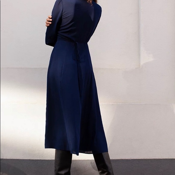 SOLD - NWT Aritzia Babaton Vermut Dress Long-sleeve wrap dress pure indigo xxs - Picture 3 of 8